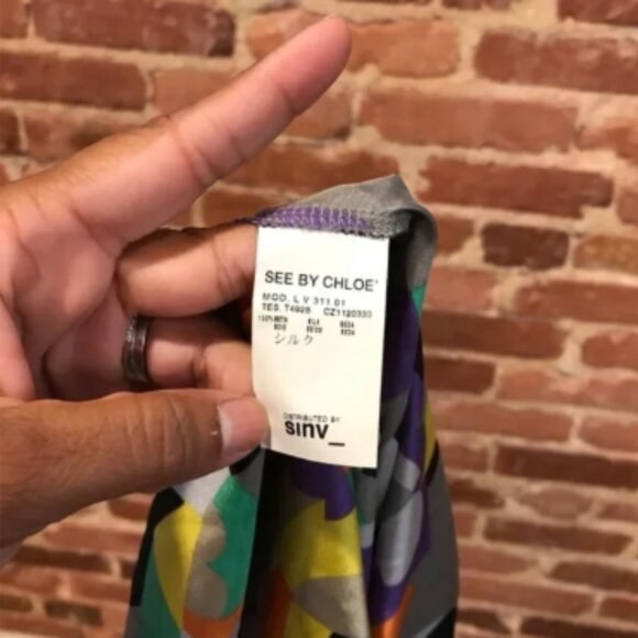 See By Chloe 100% Silk Abstract Print Dress Size 4 - Picture 4 of 4